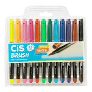 CANETA PINCEL BRUSH  AQUARELÁVEL - CIS - ESTOJO COM 12 CORES