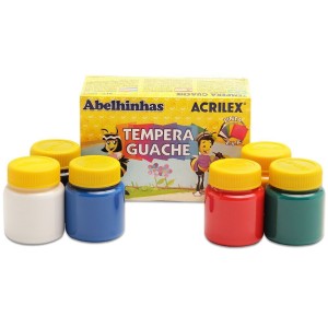 TINTA GUACHE 6 CORES - ACRILEX