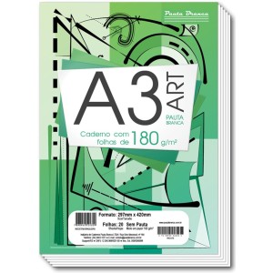 BLOCO DE DESENHO A3 180G - PAUTA BRANCA